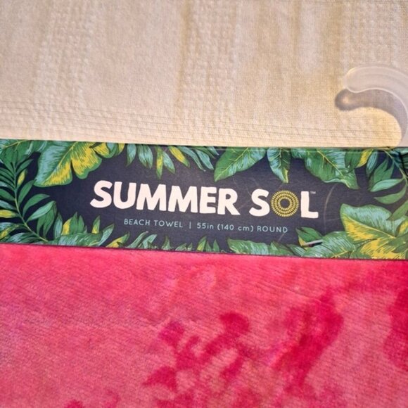 Summer Sol Watermelon round beach towel 55" diameter, fringed trim NWT - Picture 4 of 5